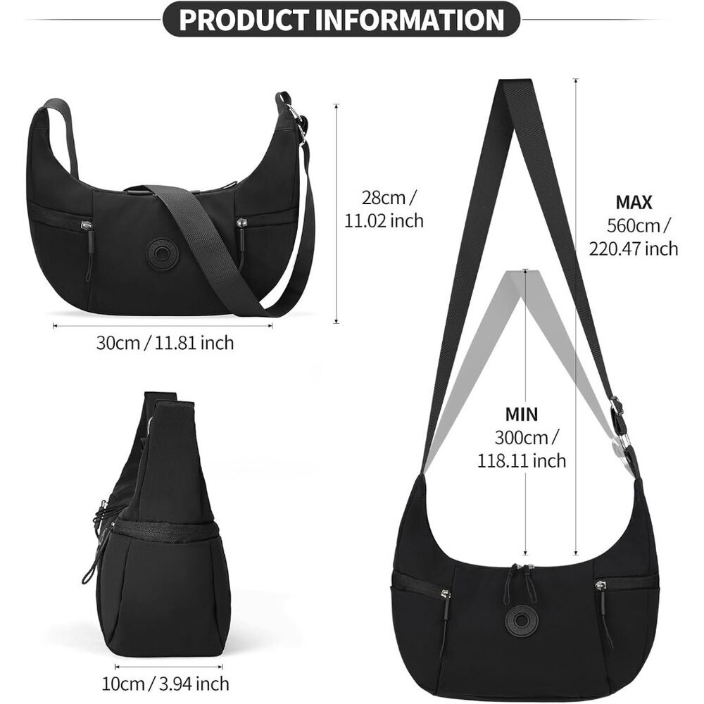 Women's Water Resistant Nylon Crossbody Bag with Pockets for Travel Casual - Picture 4 of 6